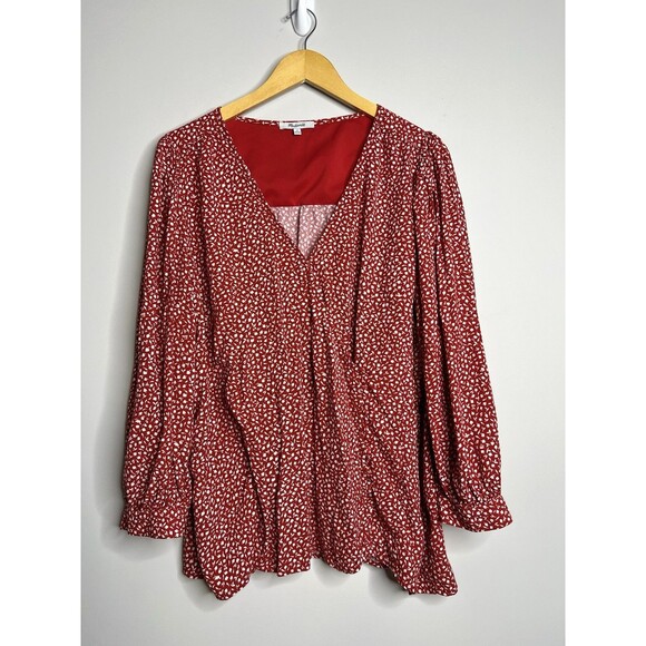 Madewell Womens Overture To In Ditsy Floral Red Plus Sz 3X Blouse Dainty - Picture 2 of 11